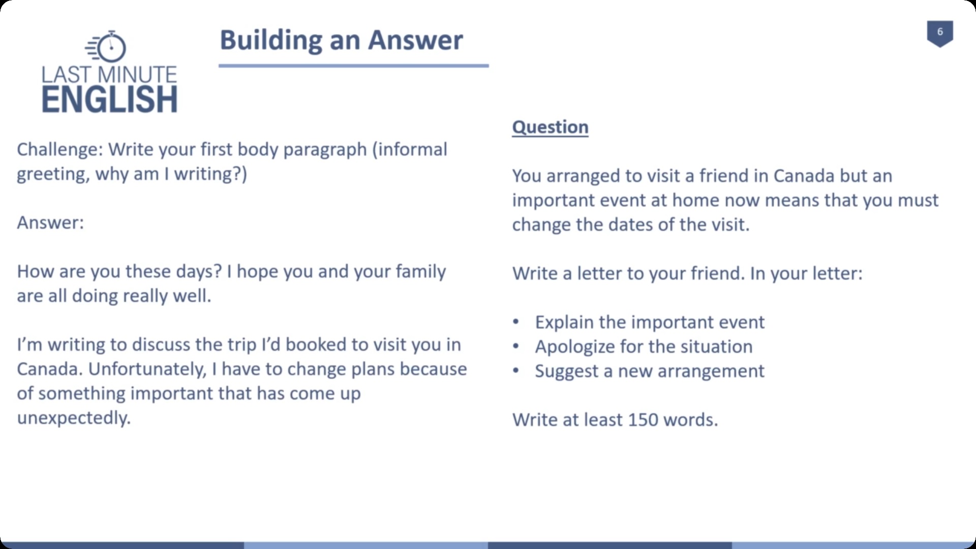 IELTS General Writing Task 1 - Building Full Answer #2 Part 2